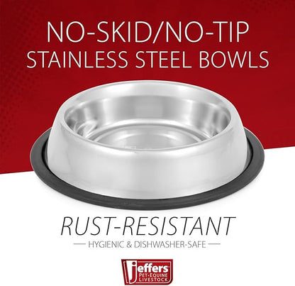 QT Dog Non-Tip Anti-Skid Stainless Steel Bowl, 1 Pint