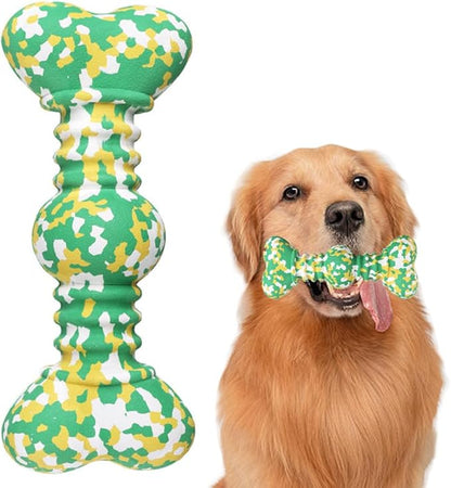 Dog Chew Toys for Aggressive Chewers, Safe Bamboo Fiber & Nature Rubber-Partially Degradable,Teething Cleaning Toys for Small Medium Large Dog Breeds Green S