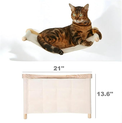 Cat Hammock Wall Mounted with Removable Cushion - Cozy Space Saving Perch for Indoor Cats, Soft Washable Bed & Modern Cat Shelf for Lounging