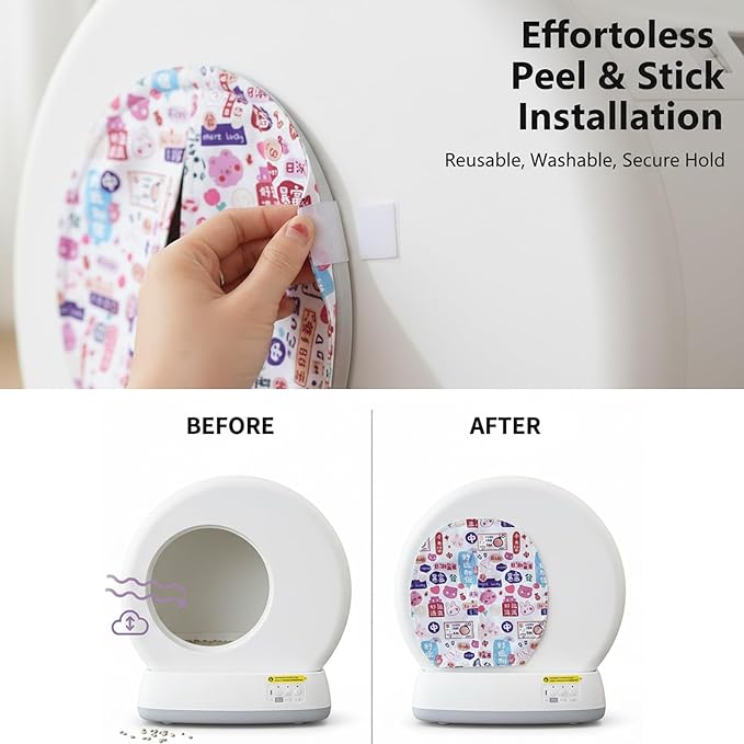 Curtain for Self Cleaning Cat Litter Box, Self-Cleaning Litter Box Curtain,Odor Blocker & Litter Scatter Shield for Cats,Easy Install, Universal Fit for Elliptical Openings