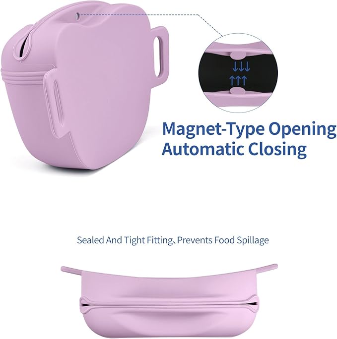 AUDWUD Magnetic Silicone Dog Treat Pouch with Adjustable Waist Belt Dog Training Bag for Small Medium Large Dogs Hands Free, Easy to Clean and Dishwasher Safe