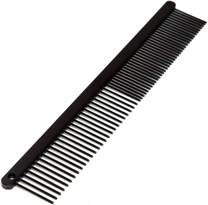 Ryan's Pet Supplies Paw Brothers Greyhound Style Comb for Dogs, Professional Grade Grooming Tool, Remove Knots and Tangles, True Teflon, Fine/Coarse, Ergonomic Handle, 7 inch