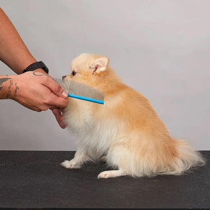 Dog and Cat Grooming Combs Contour Custom Coat Fur Finishing Shape Fluff Style and Primp (7.5 inch Halfmoon Comb)