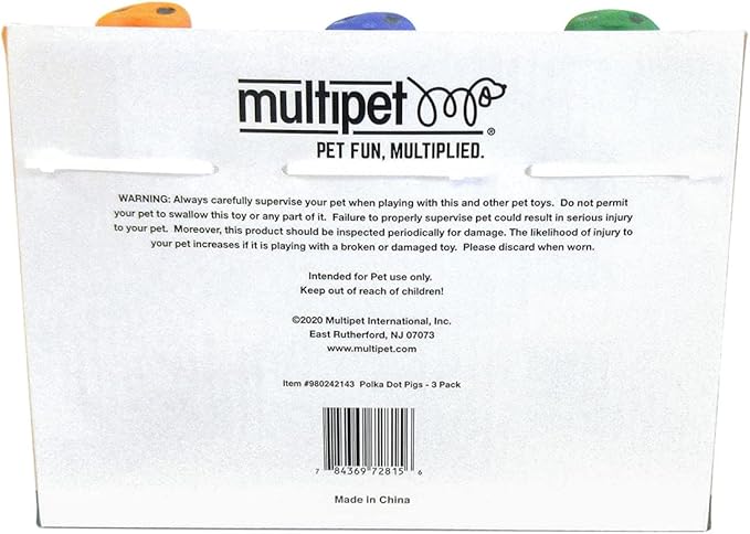 Multipet Polka-Dot Pigs Latex Dog Toys (3 Pack)