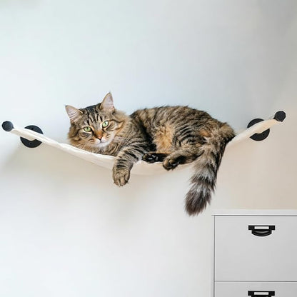 Cat Hammock Wall Mounted, 35.43 x 12.99 inch Wall Mounted Cat Shelves, Metal Brackets Cats Beds for Sleeping, Playing, Climbing and Resting Stabilized Wall Furniture for Large Cats or Kitty