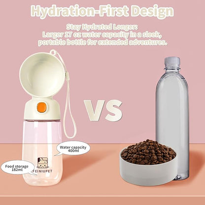 Portable Dog Water Bottle, Large-Capacity Travel Water Dispenser for Cats and Small Dogs - White