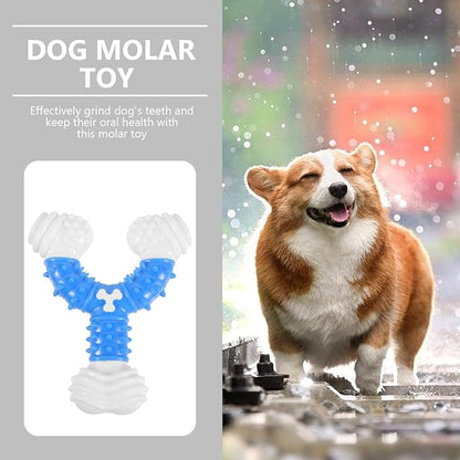 POPETPOP Dog Chew Toy Bone 4.72 Inch Durable Nylon Teeth Grinding Squeaky Interactive Pet Toy for Small Puppies and Medium Dogs Oral Health