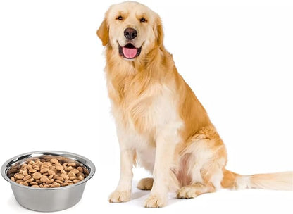 DEAYOU 4-Pack Stainless Steel Dog and Cat Bowl, Metal Food and Water Dish, 8.26" Basic Pet Feed Bowl for Large Medium Dog, 47 OZ Replacement Bowls for Elevated Stand, Dishwasher Safe