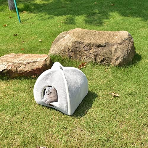 Cat Bed for Indoor Cats - Cat Cave Bed Cat House Cat Tent with Removable Washable Cushioned Pillow, Soft and Self Warming Kitten beds, Pet Bed（Large Grey） - Image 6