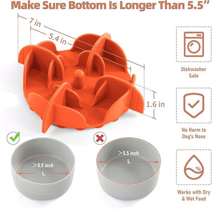 Jaoul Slow Feeder Dog Bowls Insert for Large Breed, 7 Inch Cuttable Slow Feeder Insert with 32 Octopus Suction Cups for Medium Large Size Dog Food Bowl (X-Large, Orange)