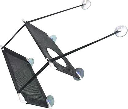 DAN&DRE Cat Hammock, Double Layer Hanging Installation with Strong Suction Cup and Sturdy Brackets, Soft Mesh Fabric Window Perch for Indoor Outdoor Cats Resting on Smooth Surfaces (Black 2 Layer)