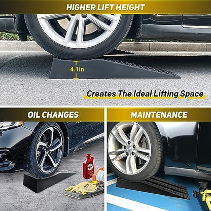 HOXWELL Portable Car Ramps for Oil Changes High Lift, Heavy Duty Low Profile Car Ramps for Jack Support, Vehicle Ramps for Garage, 31.5''x8.1''x4.9'', GVW 10000 LBS, 2PCS - Image 3