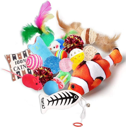 Cat Toys Variety Pack for Kitty 20 Pieces,Variety Cat Toy Set Including Cat Feather Teaser,Catnip Fish,Mice,Colorful Balls and Bells for Cat,Cat Birthday Gifts