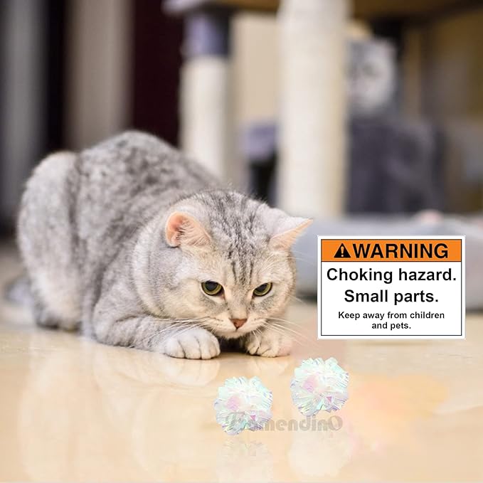 Framendino, 20 Pack Dye Free Cat Crinkle Balls, 2 Inches Mylar Shiny Balls Chew and Chase Lightweight for Indoor Cats to Keep Fit Active