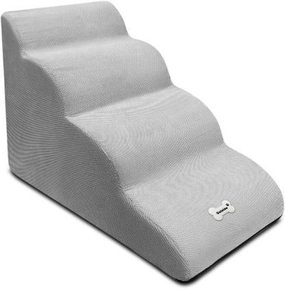Dog Stairs, Removable and Washable Pet Stairs, 4-Steps Non-Slip Pet Ramp, Dogs Steps for High Bed Sofa, High Resilience Sponge Dog Stairs(Grey)