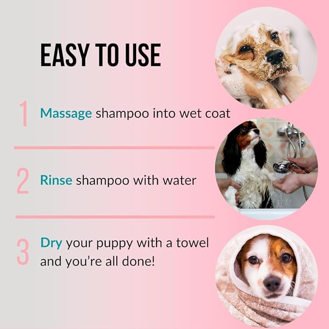 16 fl oz Tearless Puppy Shampoo and Conditioner - Anti Itch Dog Shampoo Sensitive Skin - Coconut Oil Oatmeal Pet Shampoo for Puppies, Made in the USA