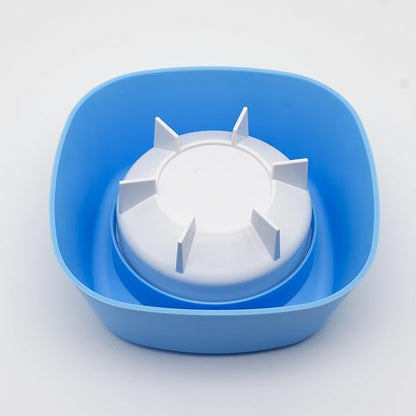 No Spill Dog Bowl with Raised Perimeter, Anti-Slip Slow Feeder for Liquid Treats, Blue/Black Colors, Multi-Purpose for Dogs and Cats (Blue)