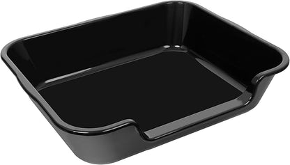 2 Pack of Extra Large Cat Litter Box (ABS Material), Low Entry Senior Litter Pen for Geriatric Kitty Big Cats, Jumbo Pet Safe Litter Boxes Tray for Indoor Pets Potty (Black, 24" L x 20" W)
