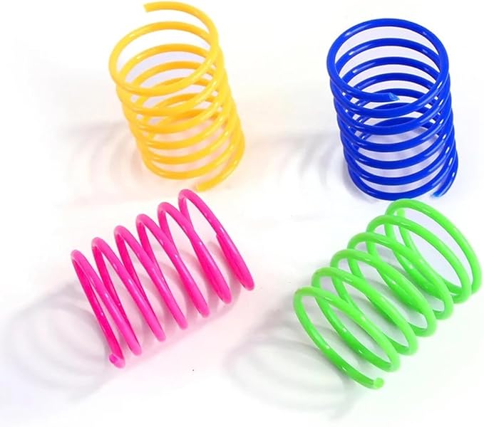 Cat Spiral 60 Pcs in Pack Colorful Springs Toys, Bouncy Coils for All Cat Breeds to Bite, Swat & Chase, Keeps Cats Entertained for Hours, 3 inches Long, Multi Colors Spring Toy