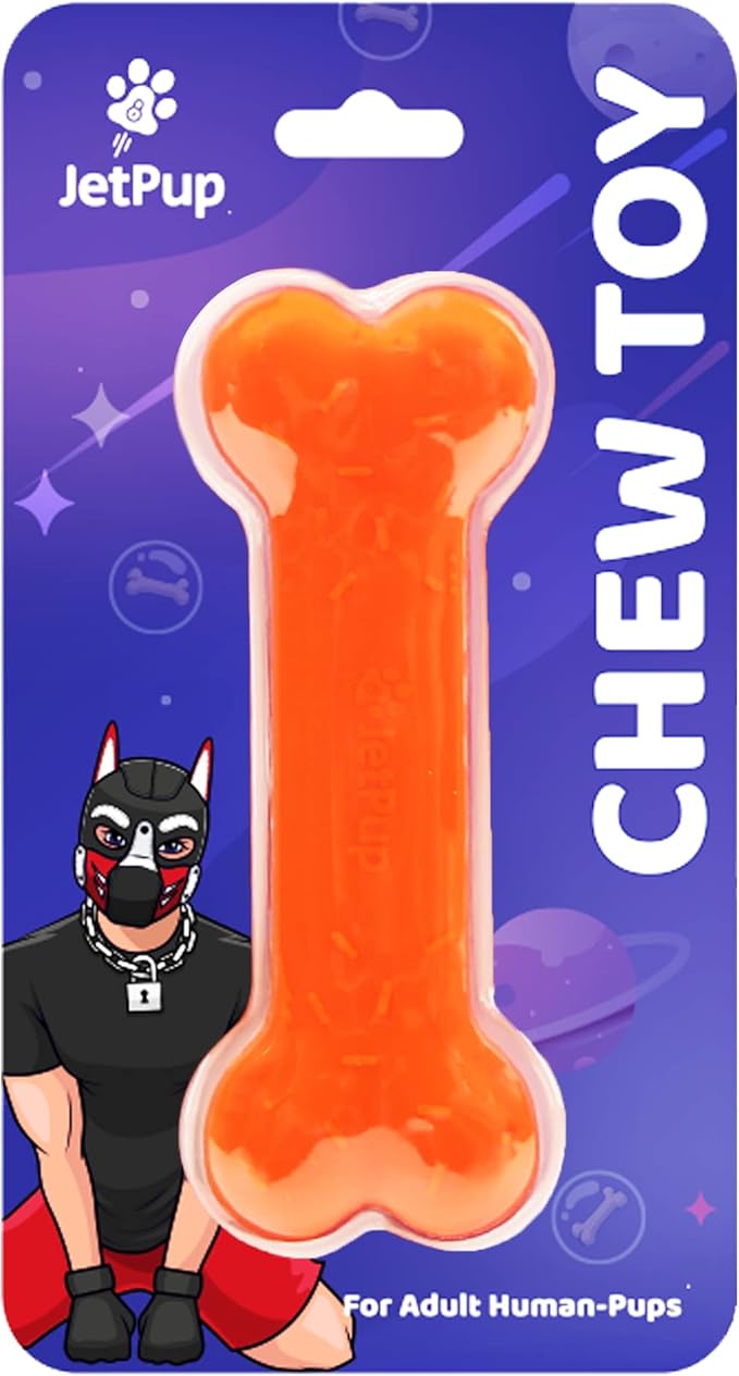Pup Chew Toy - Bone - Human Grade Chew Toy - Human Pup Play - 100% Food Grade Silicone (Orange Bone)