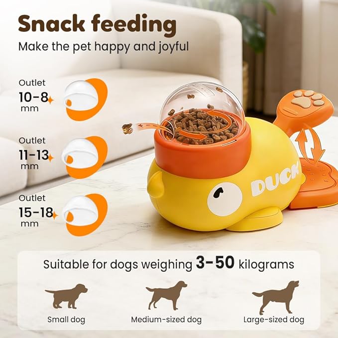 Dog Interactive Treat Dispenser, 2026 New Yellow Duck Cat Treat Dispenser, Interactive Dog Food Dispenser with Button, Dog Food Slow Treat Feeding Dispenser for Small & Large Cats Dogs (2)