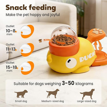 Dog Interactive Treat Dispenser, 2026 New Yellow Duck Cat Treat Dispenser, Interactive Dog Food Dispenser with Button, Dog Food Slow Treat Feeding Dispenser for Small & Large Cats Dogs (2)