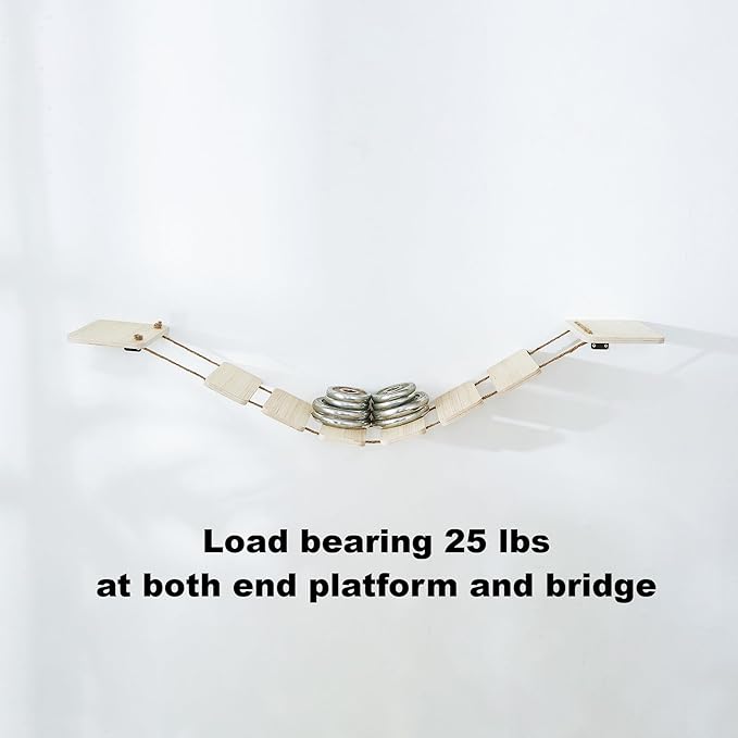 Wall-Mounted Cat Bridge & Shelf – Multi-Functional Climbing Step with Natural Sisal Rope, DIY Feline Highway for Kittens to Large Cats