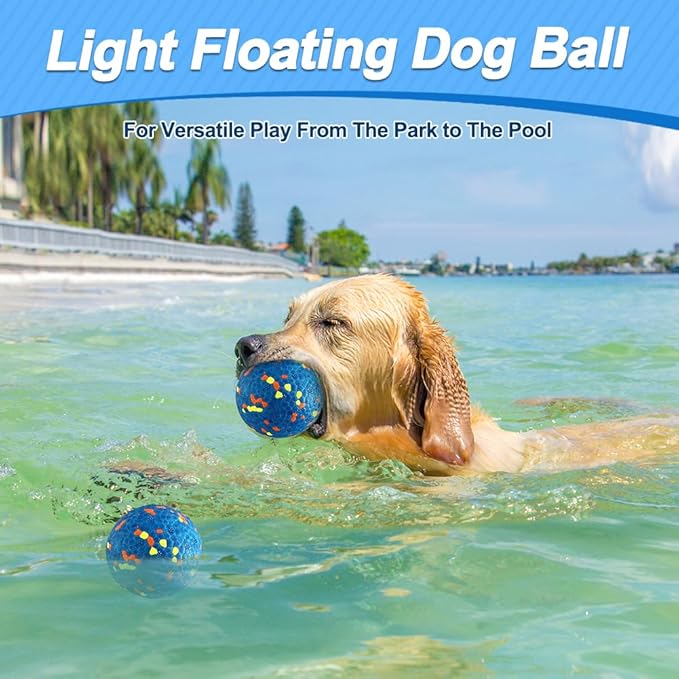 Dog Balls, 8Pcs Tennis Ball Toys for Aggressive Chewers, Durable Teething Chew Dog Toys, Diameter 3'' Water Toy Fetch Balls, Interactive Dog Balls for Large and Medium Dogs (8 Balls)