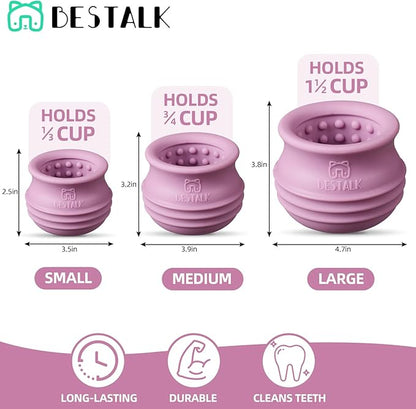 Dog Enrichment Treat Toy, Long-Lasting Wobbly Interactive Freeze Lick Toys for Dogs, Stuffable Puzzle Feeder Toy for Boredom, Silicone Treat Dispensing Chew Toy (Pastel Purple,M)
