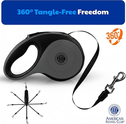 American Kennel Club Retractable Dog Leash, 16.4ft, Tangle-Free, Ergonomic Grip, One-Hand Brake, for Medium & Large Dogs up to 110 lbs