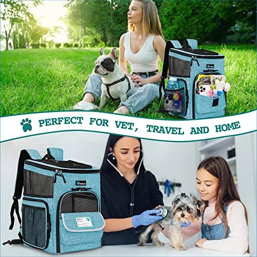 PetAmi Dog Backpack Carrier, Airline Approved 4-Way Entry Cat Bag, Teal - Image 7
