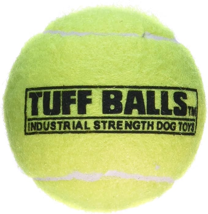 PetSport Tuff Ball - Medium Tennis Balls for Dogs, Chew Toy for Aggressive Chewers, Fetching, Natural Rubber, Certified Non-Toxic, Won't Wear Down Teeth - 2.5" (12 Pack)