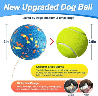 Dog Balls, 8Pcs Tennis Ball Toys for Aggressive Chewers, Durable Teething Chew Dog Toys, Diameter 3'' Water Toy Fetch Balls, Interactive Dog Balls for Large and Medium Dogs (8 Balls)