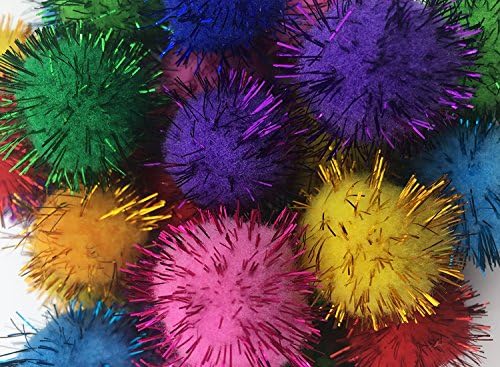 VAPKER 30 Piece Assorted Color Sparkle Balls Cat's Favorite Toy Tinsel Pom Poms Glitter - Image 3