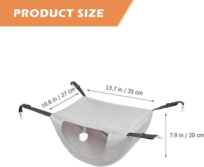 Toyvian Breathable Mesh Cat Hammock Bed Hanging Pet Cat Sleeping Nest Small Gray for Summer Cage Kitten Rest