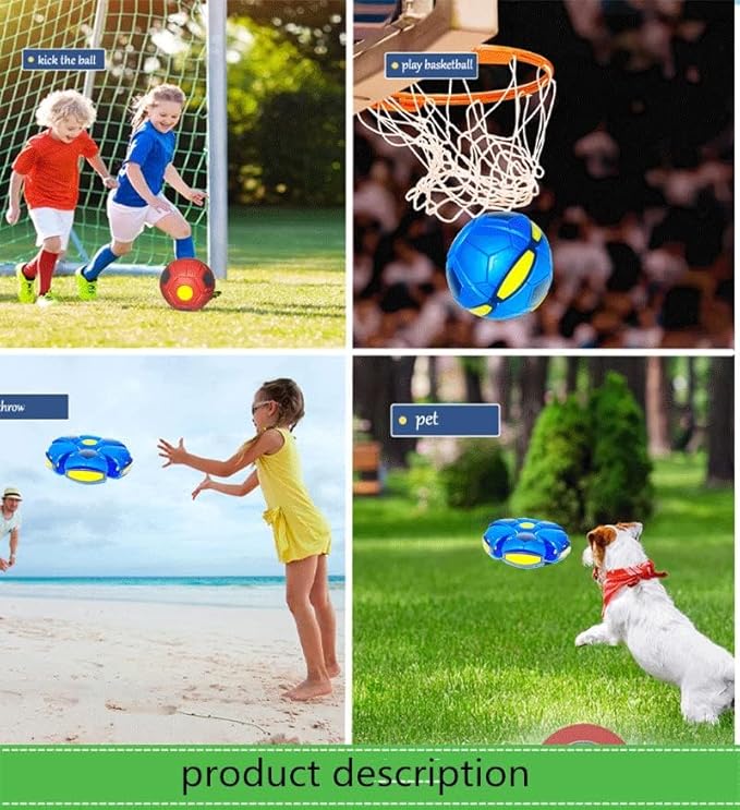 The Doggy Disc Ball for Medium Large Dogs, Portable Creative Flying Saucer Ball Stomp UFO Magic Balls, Decompression Pop Up Dog Toys Balls for Outdoor Sports Gifts (Football Red)