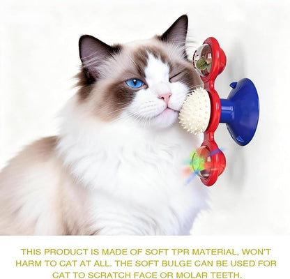 Interactive Cat Toys & Treat Dispenser with Catnip Ball - Chew, Scratch, Rub & Teeth Grooming Toys for Indoor Cats, BPA-Free, Sturdy TPR (Blue)