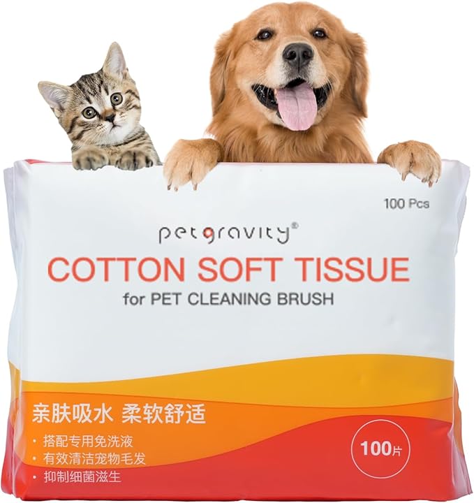 Petgravity Pet Cotton Tissue for Pet Cleaning Brush Cats Dogs Wipes for Pet Paw Eye Stains Ear Coat Extra Strong Soft Portable