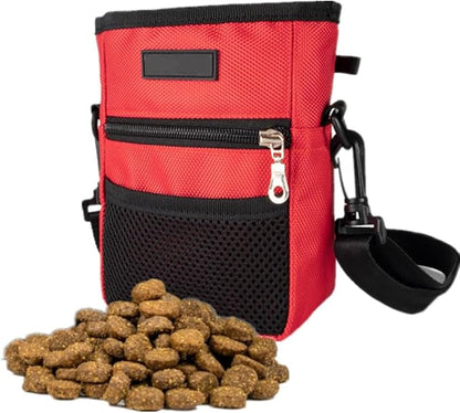 Dog Treat Pouch Pet Trainning Waist Bag Portable Food Snack Small Item Storage Holder Bag Hook Design Pet Training Reward Pouch Bait Sack Mini Puppy Snack Carrier Container Pockets (RED (STYLE A))