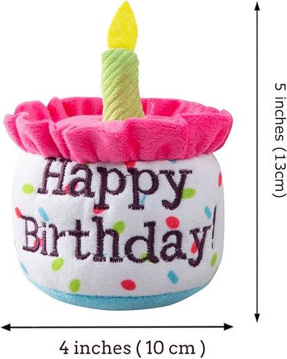 Dog Birthday Cake Toys, Happy Birthday Cake Shaped Squeaky Dog Toys for Small & Medium Dogs | Funny Dogs Gifts | Plush Dog Party Toys, Small, Pink