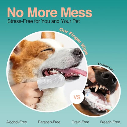 Pack of 90 Dog Teeth Cleaning Wipes - No-Rinse Dog Toothbrush & Effective Dog Dental Wipes (1.65 in x 3.15 in)