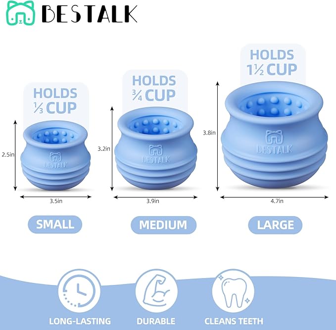 Dog Enrichment Treat Toy, Long-Lasting Wobbly Interactive Freeze Lick Toys for Dogs, Stuffable Puzzle Feeder Toy for Boredom, Silicone Treat Dispensing Chew Toy (Baby Blue,L)