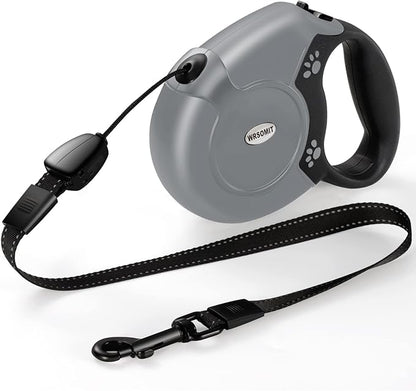 Retractable Dog Leash, 26 Ft Heavy Duty Pet Walking Leash for Small Medium Large Dogs up to 99lbs, Anti-Slip Handle, 360 ° No Tangle, Nylon Tape, One-Handed Brake (Grey)