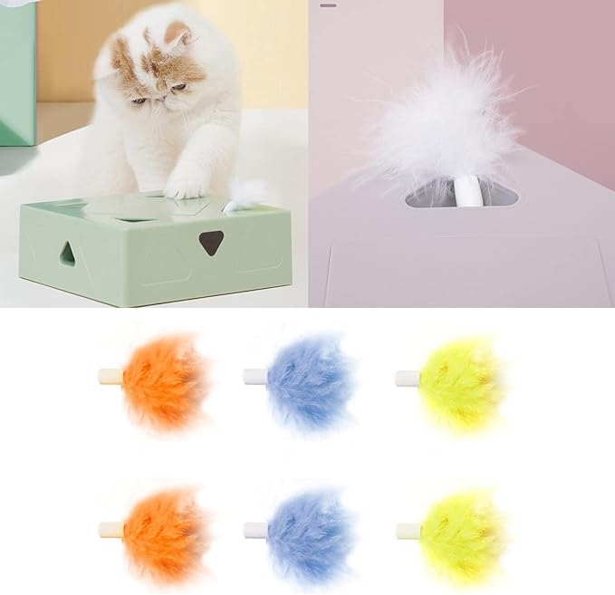 Interactive Cat Toy Funny Simulation Feather Replacements for Head Stick Toy for FOFO Kitten Playing Teaser for Indoor Cats Motion