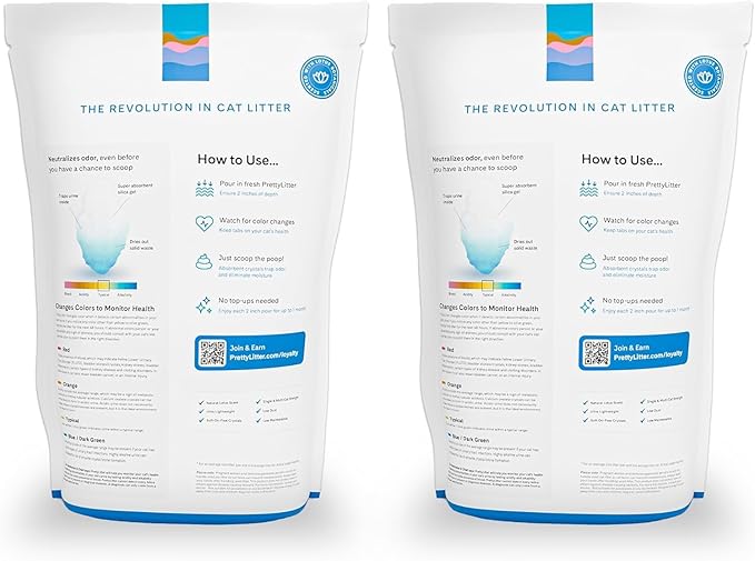 PrettyLitter Health Monitoring Cat Litter (Lotus Flower, Non Clumping) | Lightweight & Low Tracking, Color Changing Silica Gel Crystals, Advanced Odor Control — 6 Lbs, Pack of 2 (Up to 2 Month Supply)