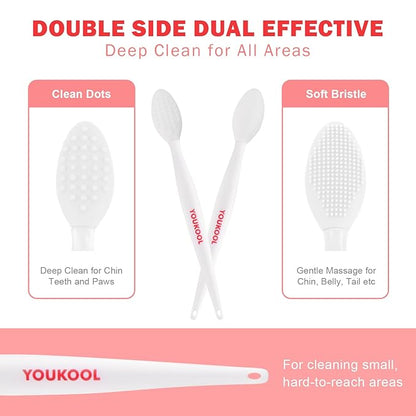 2PCS Pet Black Seed Brush for Cat Chin Acne & Blackhead Removal | Silicone Double-sided Grooming Brush for Acne Treatment | Acne Removing Tool|Cat Grooming Essentials,White