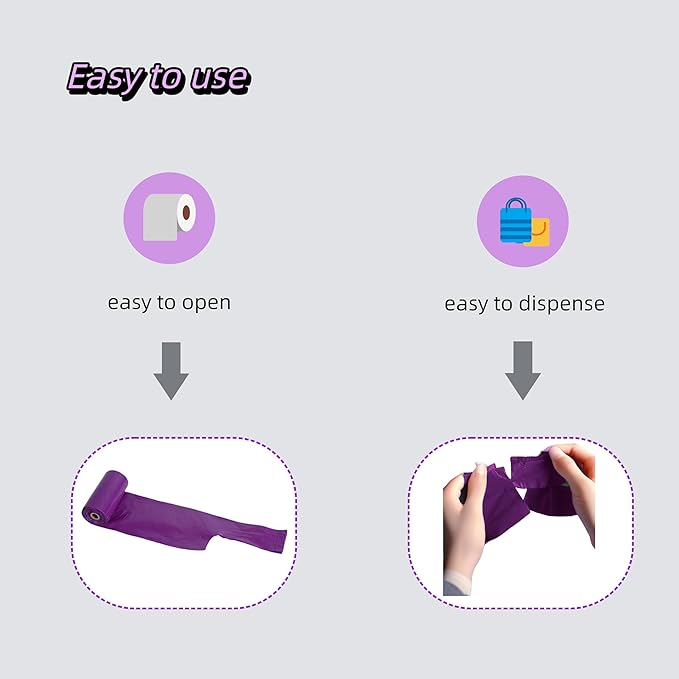 Purple T-Shirt Poop Bags with Easy-Tie Handles – Leak-Proof, Extra Thick Waste Bags for Small Dogs & Cats,12 Rolls (180 Count)