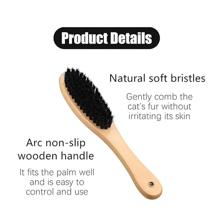 Cat Brush Professional Soft Bristle Cat Grooming Brush with Wooden Handle for Kitten Pet Grooming