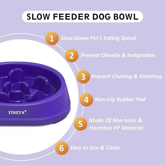Anti-Choking Slow Feeder Dog Bowls Small Size Dog, Slow Feeder Cat Bowl, Supplies and Puzzle for Pet