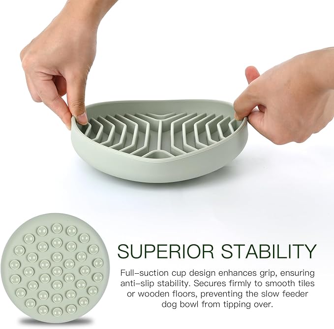 Slow Feeder Dog Bowls, Puzzle Silicone Dog Feeding Bowls with Suction Cups, Anti-Choking, Non-Slip Design, Reduces Boredom, Anxiety, Ideal for Medium to Small Dogs & Cats - XAQMHSW